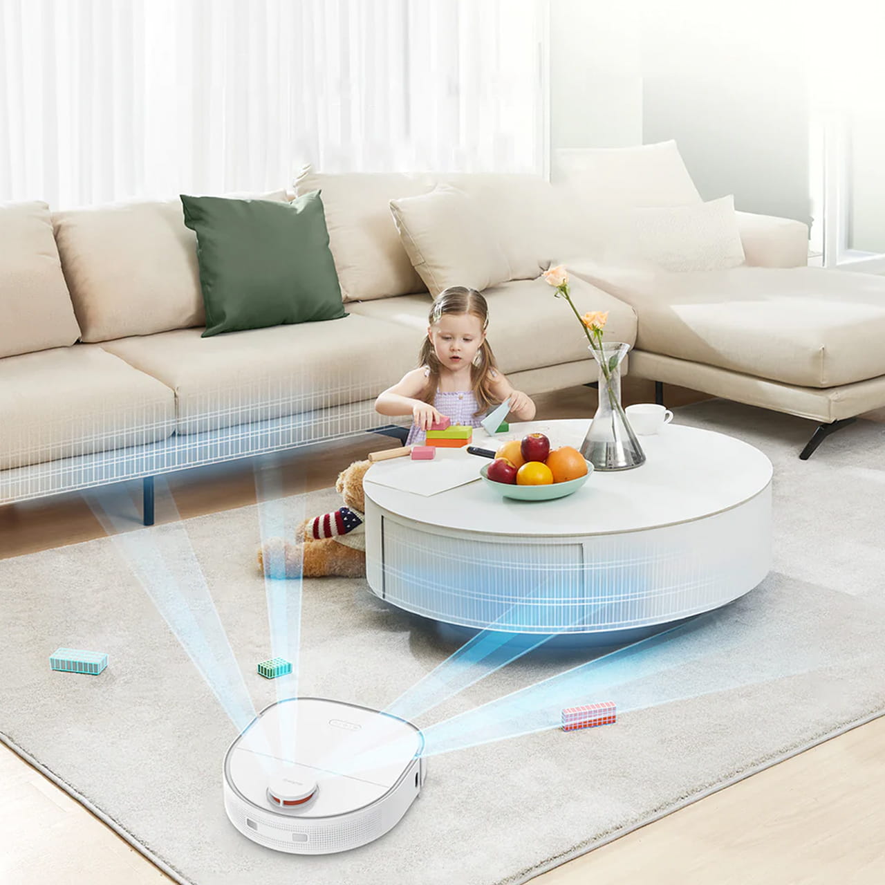 Dreame Bot W10 оснащён лазерной системой навигации на основе лидара и ориентируется в квартире даже в полной темноте