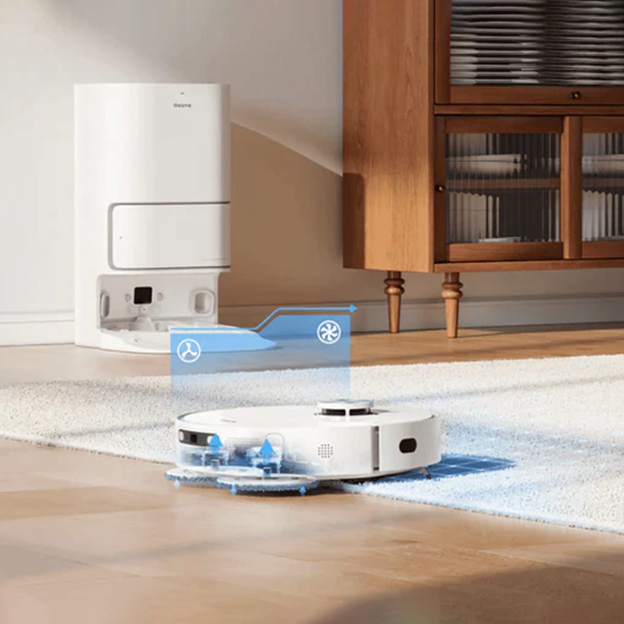 Робот-пылесос Dreame Bot L10 Ultra промывает может обнаруживать ковры и поднимать швабры на 7 миллиметров