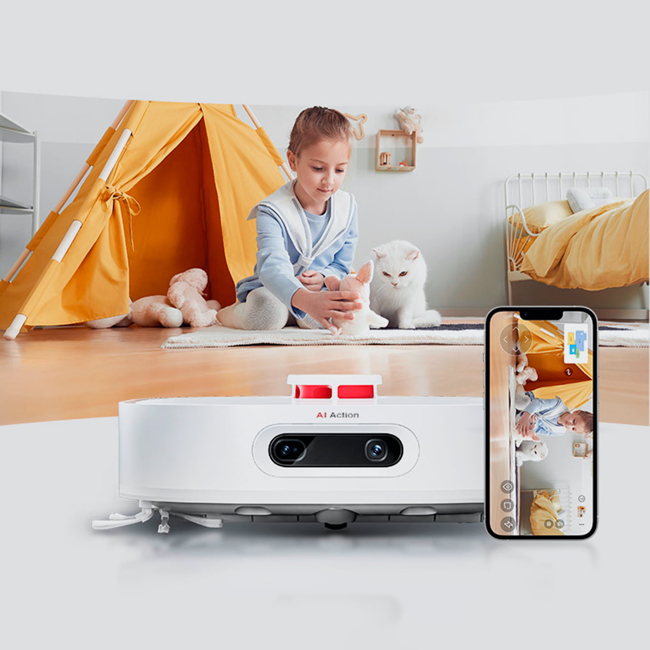 Роботом-пылесосом Dreame W10 Pro можно удалённо управлять через приложение, а также использовать его для наблюдения за домом
