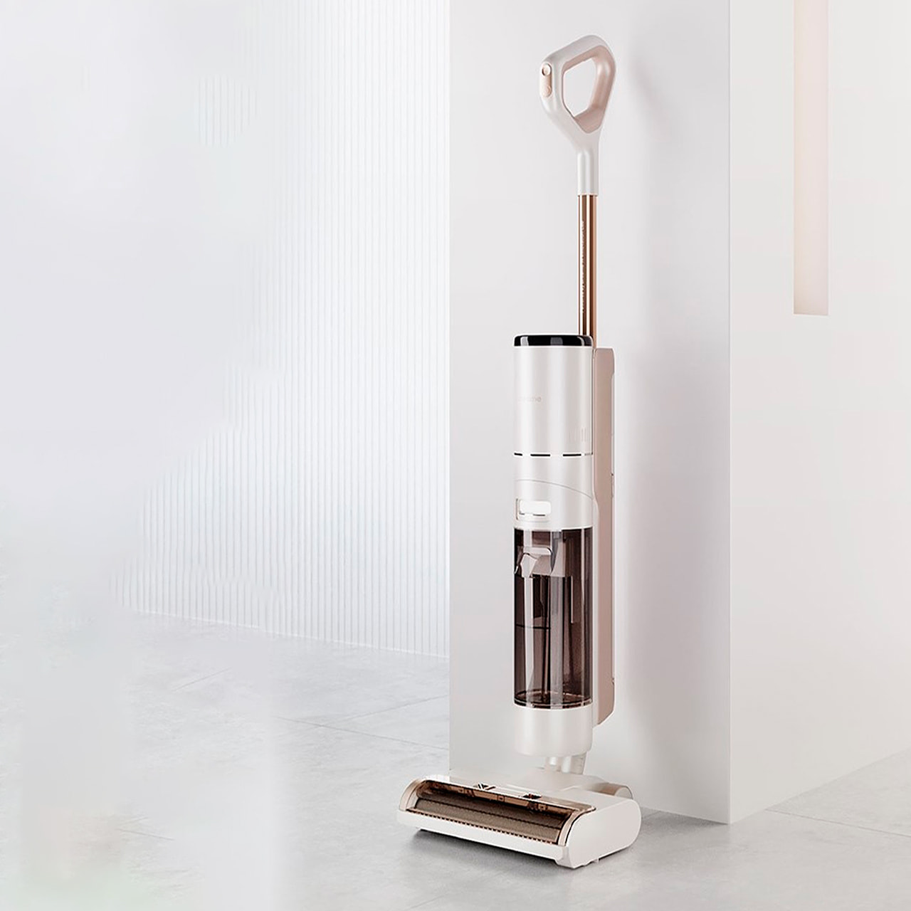 Вертикальный пылесос Dreame T12 выполнен в минималистичном хай-тек дизайне